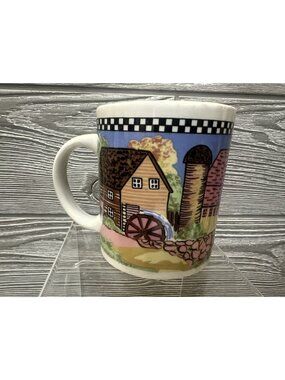 Gibson Housewares Water Mill Country Scene Coffee Mug Cup 3.75” Pastels